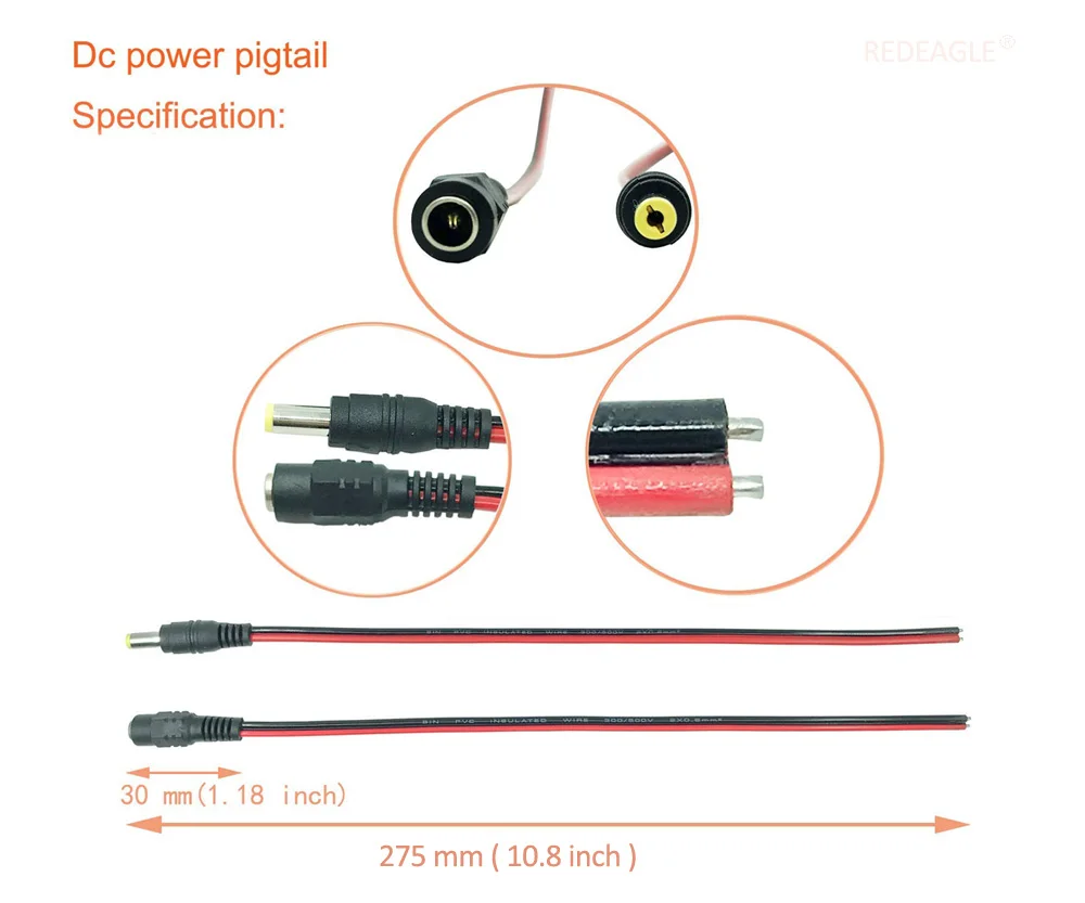 10 пар питания постоянного тока Пигтейл кабель Мужской Женский 12 В DC разъем питания адаптер Разъем Pigtail CCTV DVR камера светодиодный светильник