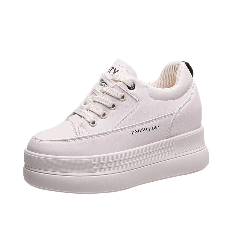 Autumn Platform Shoes Women Vulcanize Shoes White Flat Platforms Sneakers ladies wedges shoes for women Casual - Цвет: Beige