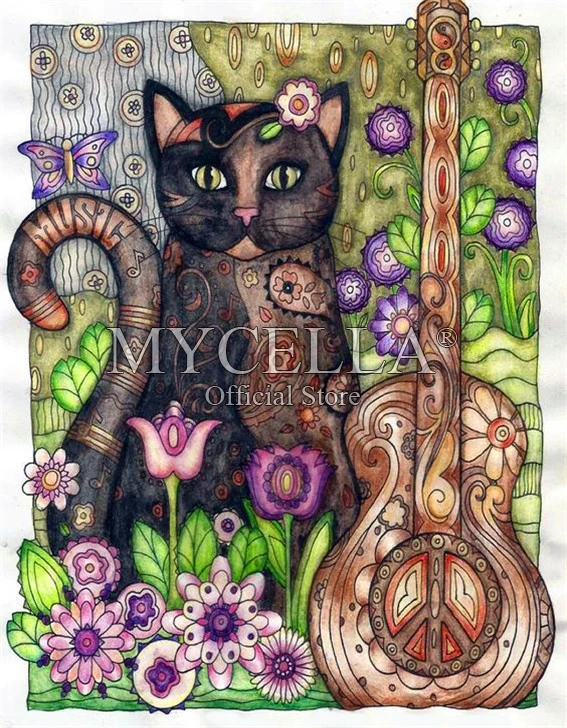 Cat DIY Diamond Painting Cross Stitch 5D Flowers Embroidery Full Mosaic Square Drill Icon Diamond Embroidery Animal Home Decor - Цвет: L