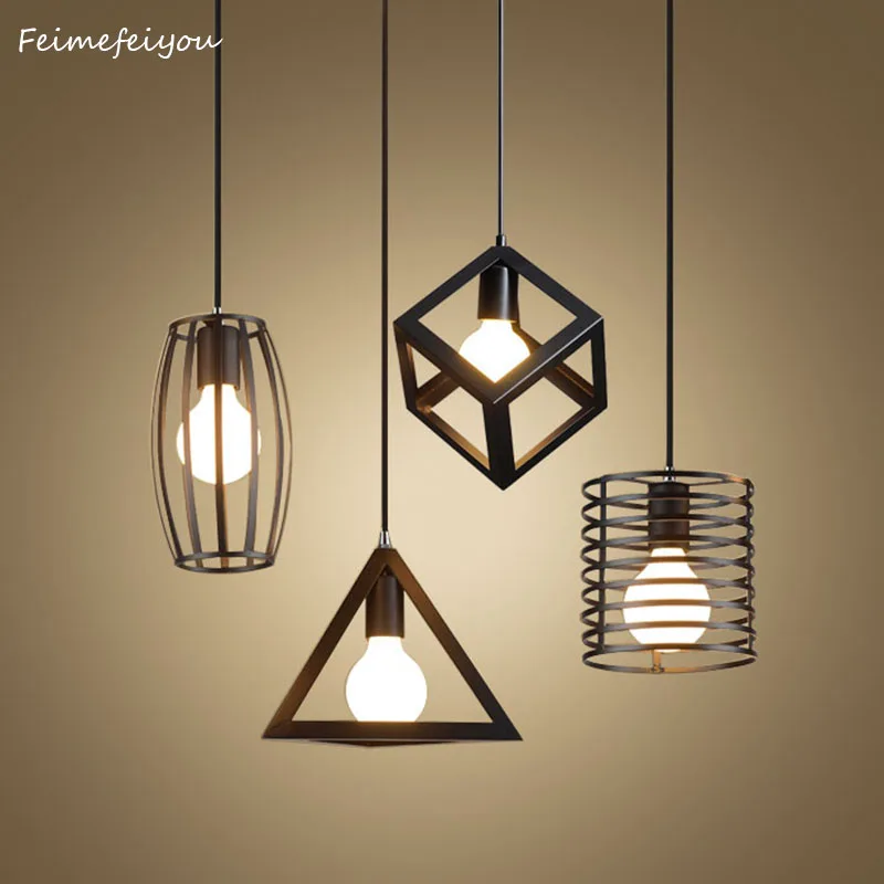 

LYFS Nordic retro iron creative chandeliers loft simple personality single-head restaurant lights bar art pendent light