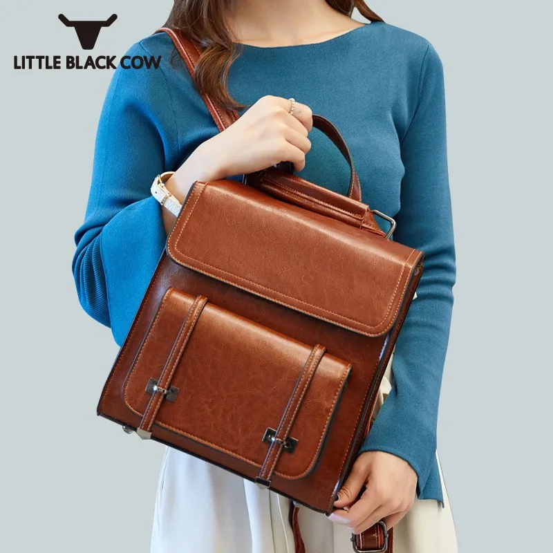 

Designer Brand Backpack Female Korean Student School Backpacks Large Capacity Original Soft Leather Backpack Casual Travel Bag