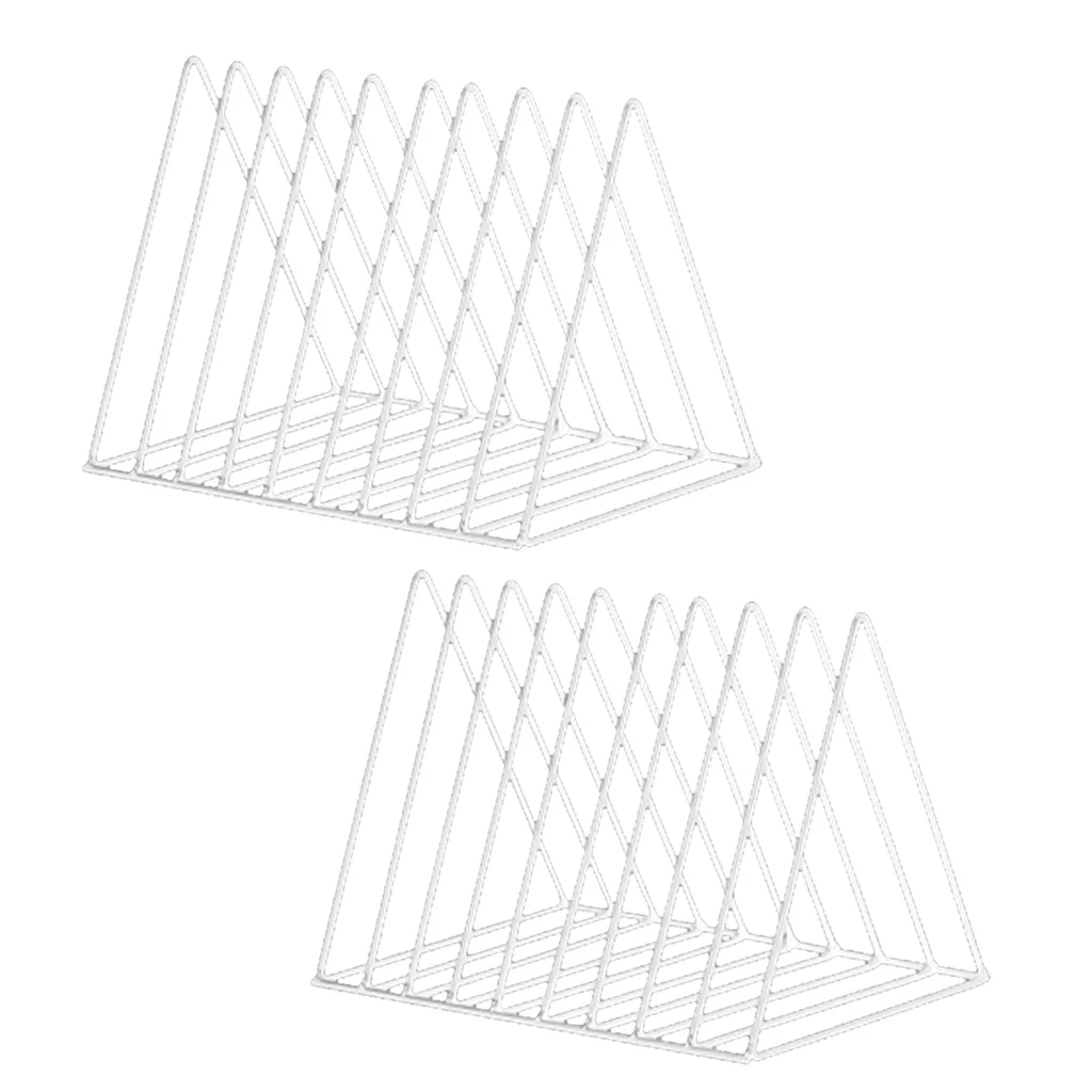2pcs Metal Desk Book Holder Modern Minimalist Bookshelf Magazine Newspapers Storage Holder For Home Office White