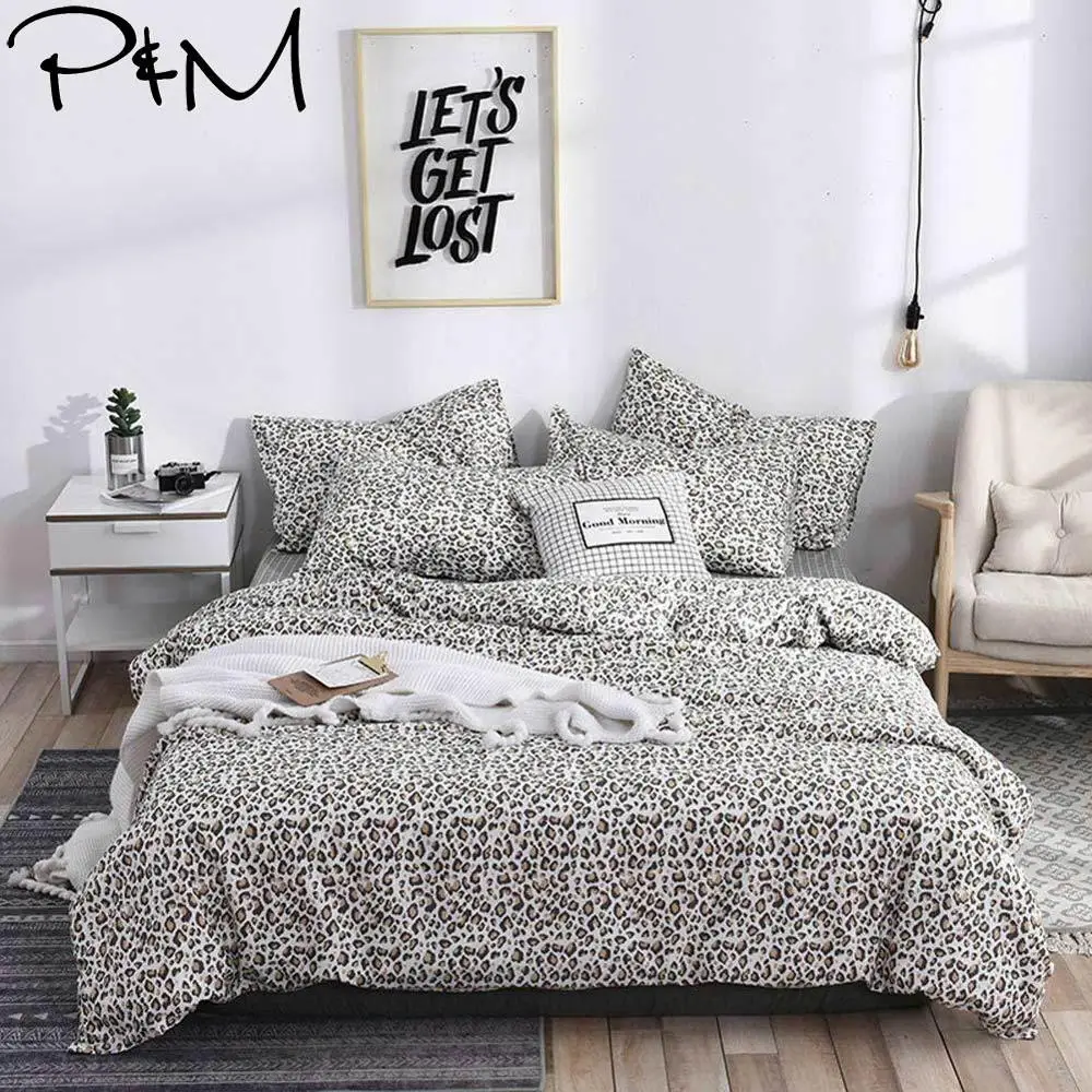 

2019 PAPA&MIMA Wild Leopard Print Scandinavian Duvet Cover Set Queen King Customize Size Cotton Bedlinens Bedding Sets