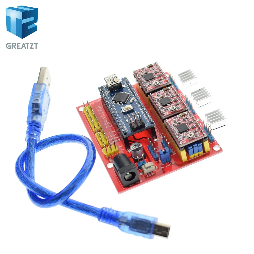 Greatzt 3DV4 щитка CNC V4 + Nano 3 0 шт. A4988 Reprap Шаговые драйверы Набор для Arduino|Интегральные