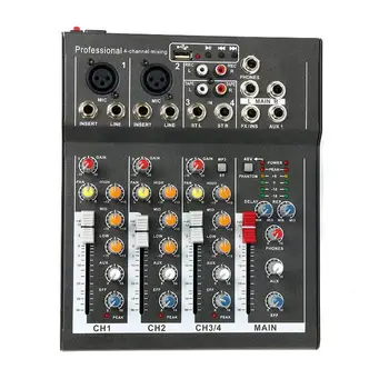 

2019 Built-in 48V power supply for four-channel mixer audio Household 4-way USB Band Effect Mixer music mixer