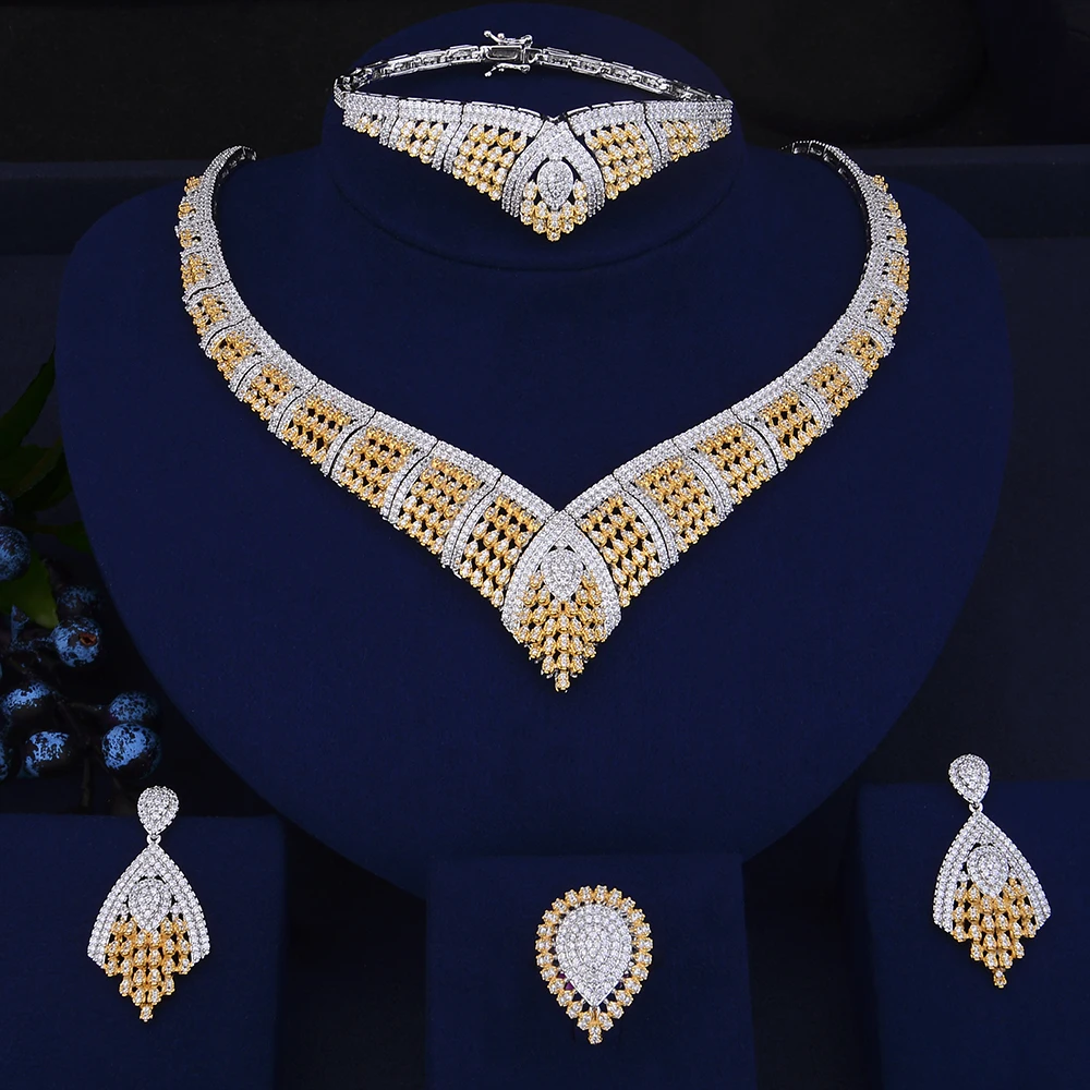 

GODKI Super Unqiue African 4pcs Bridal Zircon Jewelry Sets For Women WeddingDubai Nigeria Crystal Party Jewelry Set