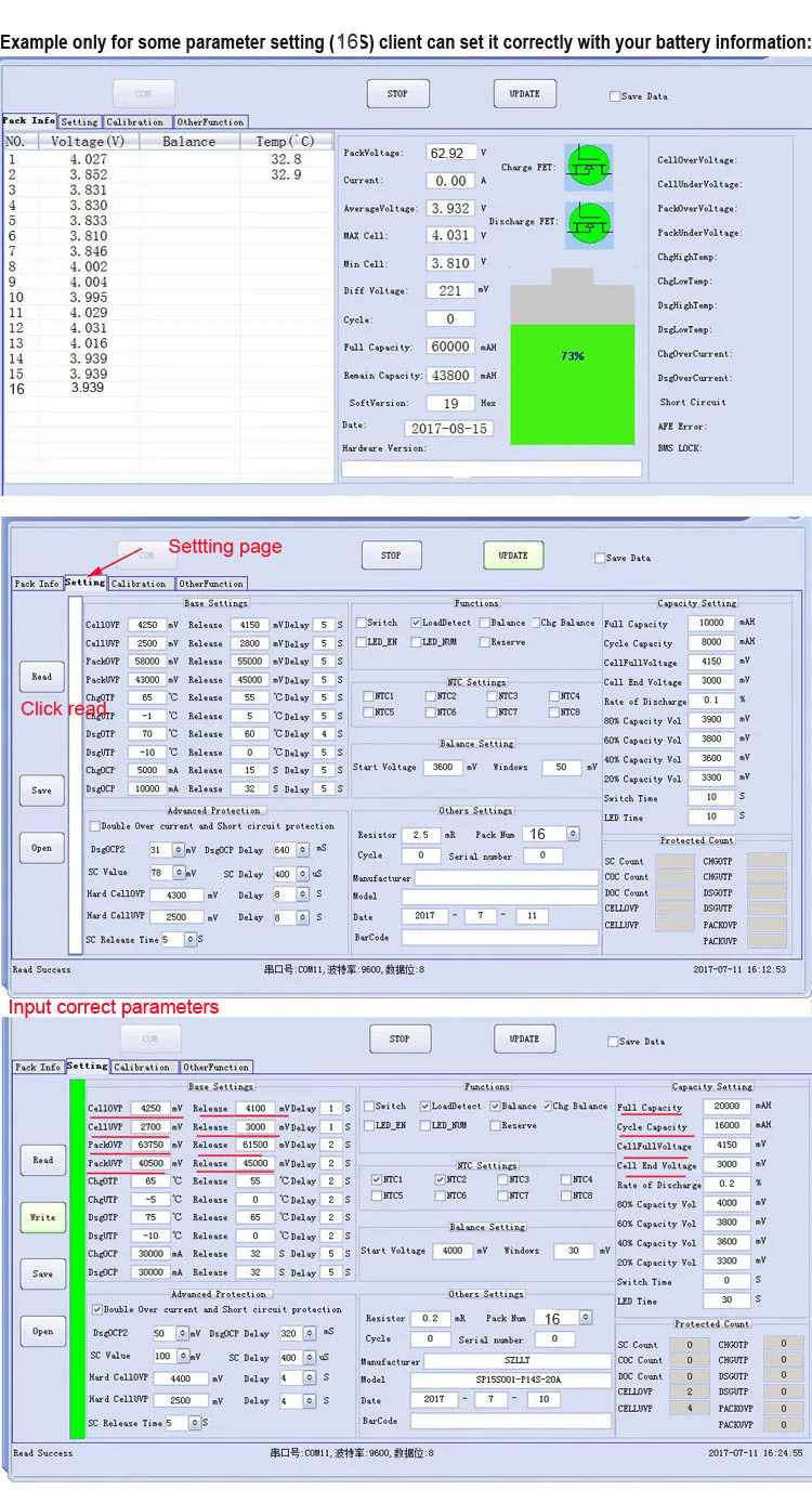 72V 20S литий-ионный аккумулятор смарт печатная плата 84V Bluetooth BMS или 60V Lifepo4 PCB с коммуникационная плата интерфейса UART с током 150A