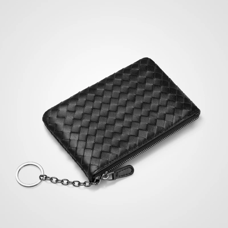 Koop Schapenvacht Gebreide Sleutel Tas Rits Nul Portemonnee Dames Korte Wallet Real Leather Handset Met Coin Bag Credit Id Business Bank kaart