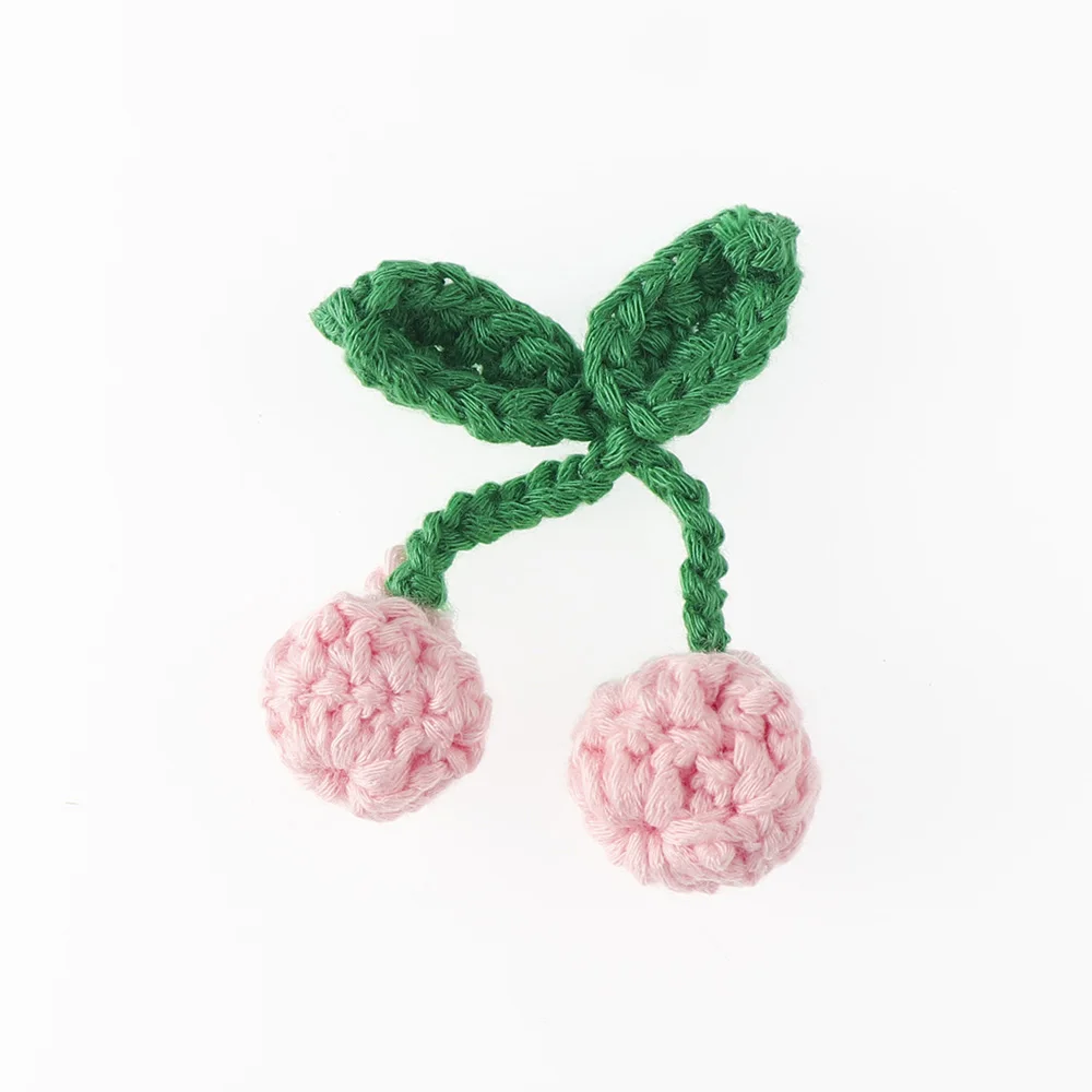 5pc 2CM Knitted Cherry Craft Supplies Women DIY Earrings Jewelry Decor Accessories Girl Hairpin Crafts Materials