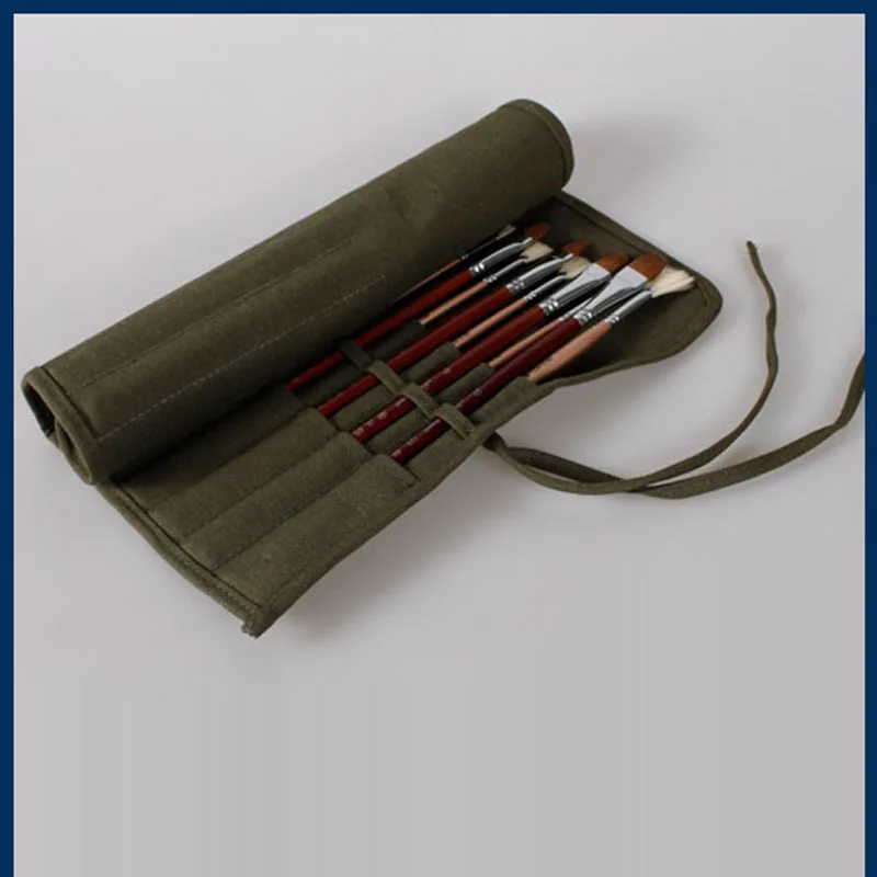 

DAINCHOUL 22-Slot Double Layer Canvas Art Pencil Writing Brush Pen Roll Up Storage Pouch Wrap Organizer Case Bag Artist Supplies