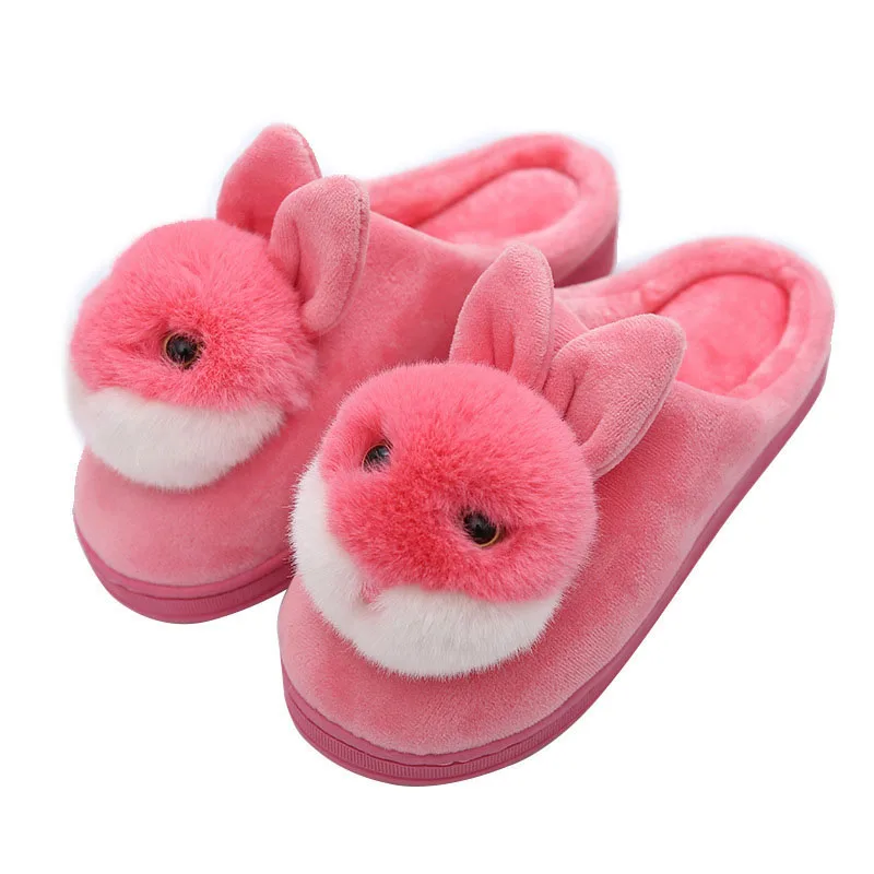 

Shoes Women Slippers Cute Cartoon Rabbit Slippers Flat with Indoors Female Home Slippers Cotton Fabric Flcok Slippers