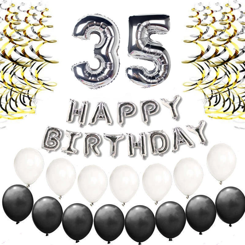 大人 35th ハッピーバースデー装飾風船セットハッピー誕生日バナー 35 歳の誕生日パーティー記念日用品 Ballons Accessories Aliexpress