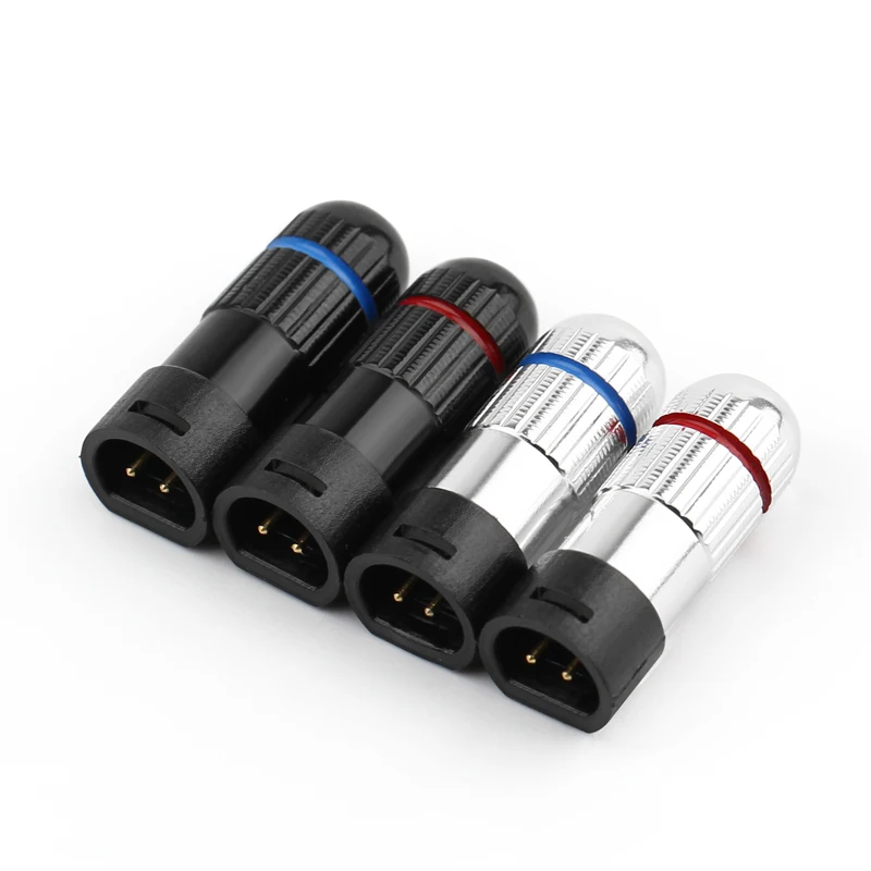 

1Pair Earphone Male Plug 2Pin Aluminum Alloy Gold Plated Audio Headphone Plugs For IE8 IE8I IE80 Black