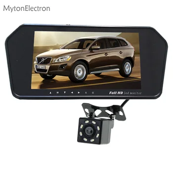 

8 LED Waterproof Rearview backup parking Reverse Camera + 7" LED Color Screen 7 inch Car Mirror Monitor 2 Video PAL/NTSC