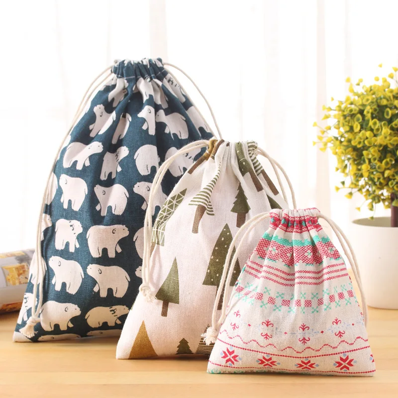 New Fresh Fabric Cotton Travel font b Drawstring b font Tote Storage font b Bag b