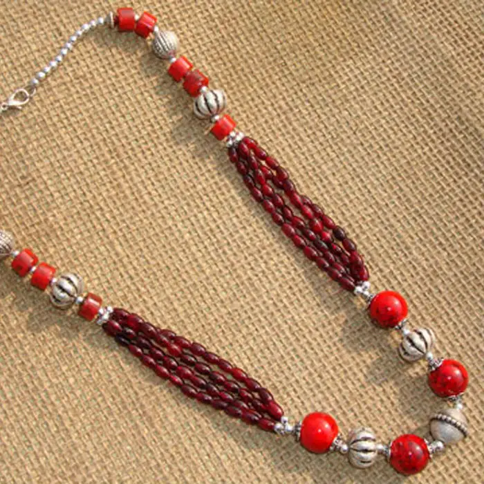 Tibet Nepal ethnic jewelry wholesale oval beads necklace D 15in Chain