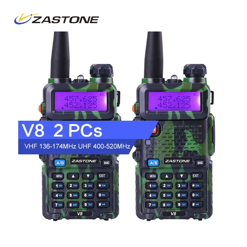 imágenes para Zastone Original V8 Camuflaje 5 W 3-5 km 136-174/400-520 MHz Walkie Talkie de Radio Transmisor-Receptor 128 canales VHF + UHF de Mano de Radio imágenes para Zastone Original V8 Camuflaje 5 W 3-5 km 136-174/400-520 MHz Walkie Talkie de Radio Transmisor-Receptor 128 canales VHF + UHF de Mano de Radio
