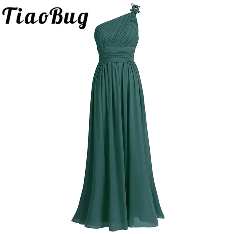 Платье для подружки невесты на одно плечо TiaoBug Летние шифоновые пляжные