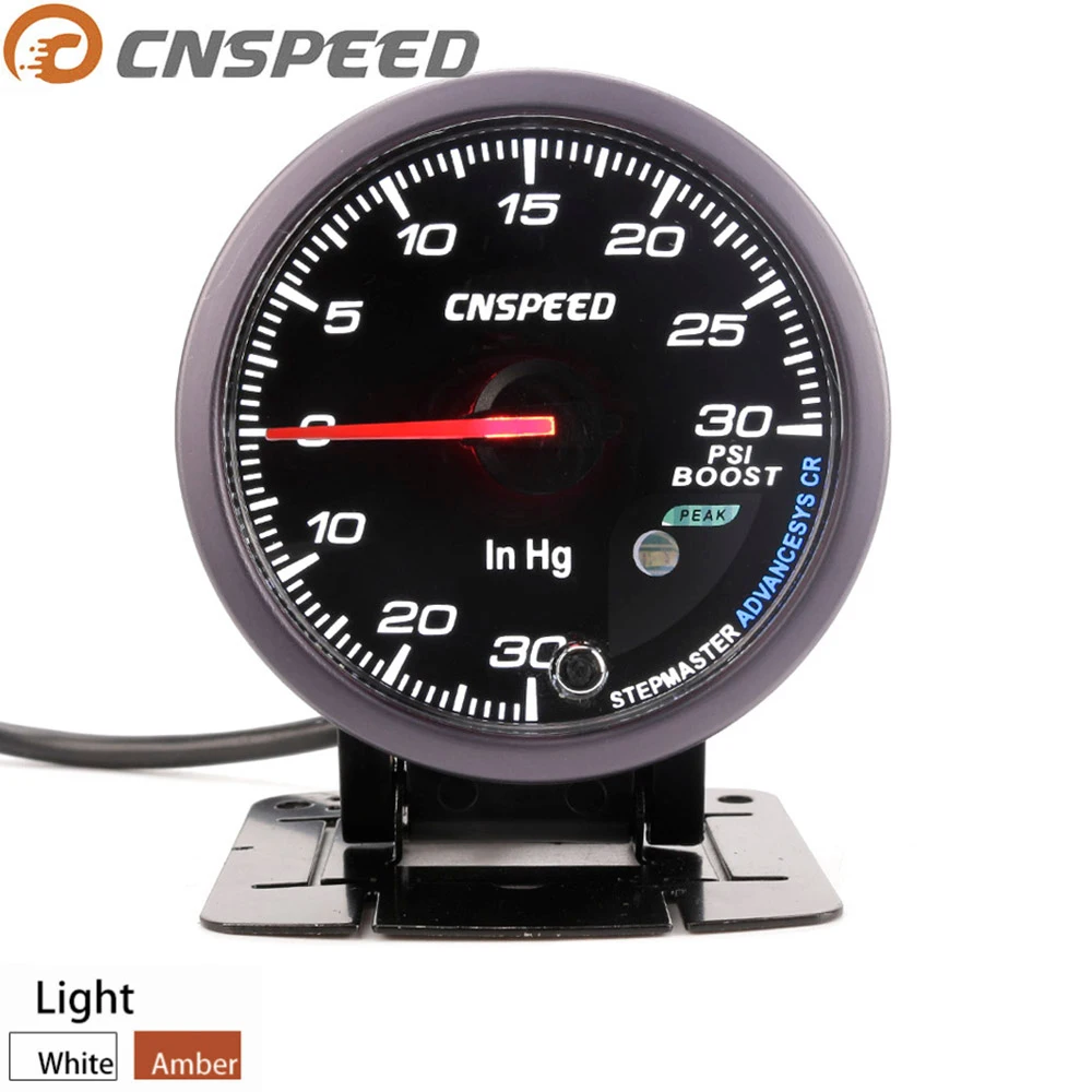 CNSPEED 60MM 12V Car Turbo Boost Gauge PSI With Sensor Black Face White& AMBER Lighting turbo boost meter YC101412+YC100211 | Автомобили