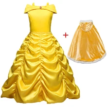 Плащ принцессы с героями мультфильмов; Карнавальный костюм для девочек; платье для маленьких девочек; наряд на День рождения; вечерние платья для детей; платье Белль и Эльза; одежда