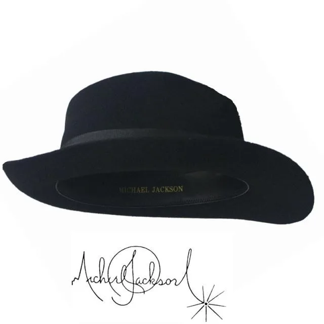 WOW 2pcs MICHAEL JACKSON White&Black Hats Fedora Smooth Criminal&Billie Jean Classic Fedora with name