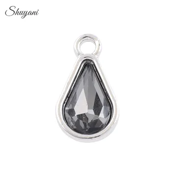 

19*11mm 4 Color Crystal Water Drop Shape Charms Pendant for Bracelet Necklace DIY Fashion Jewelry Findings Accessories