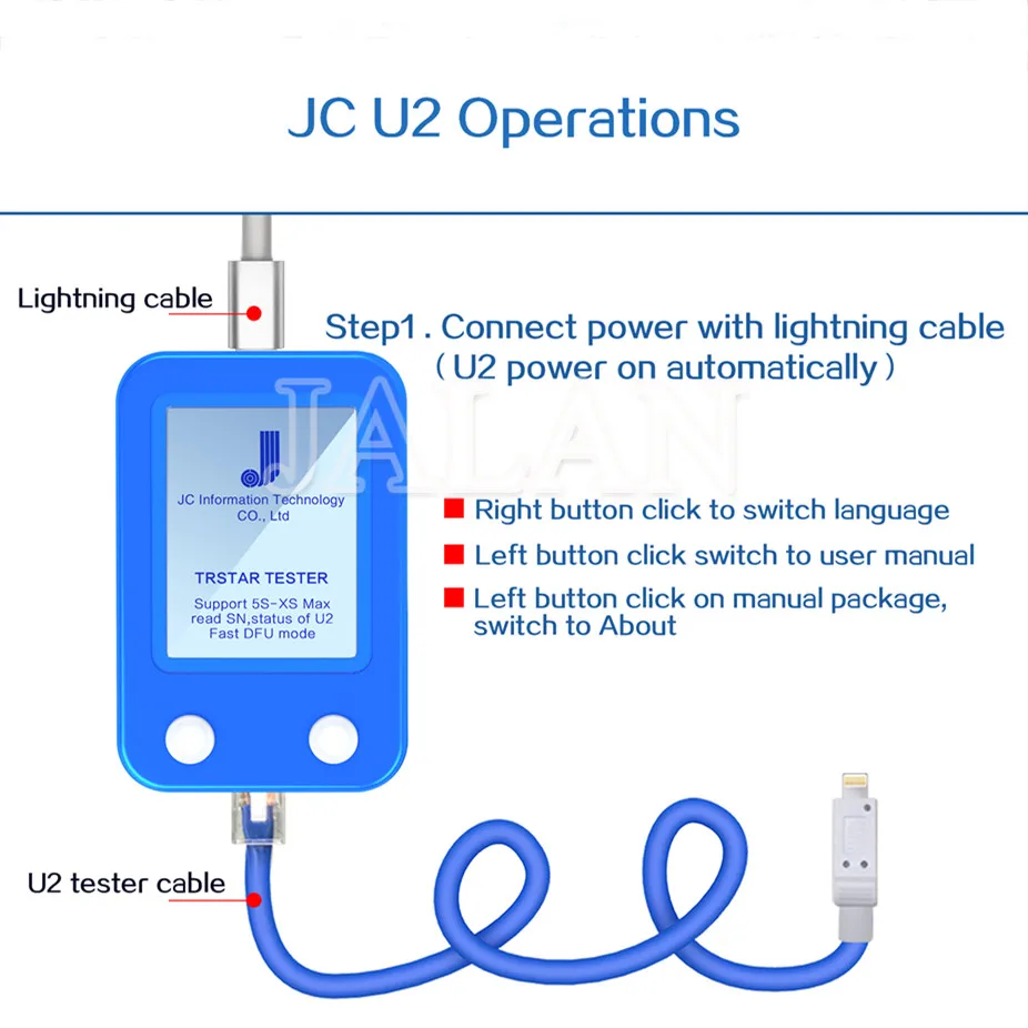 Новый тестер JC U2 Tristar для iPhone инструмент быстрой зарядки и диагностики ошибок IC SN