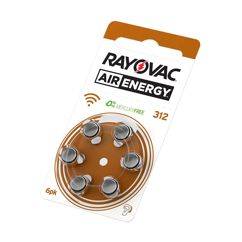 60 шт. батареи для слухового аппарата Rayovac Air Energy 312 13 10 675 PR41 U батареи для слухового аппарата