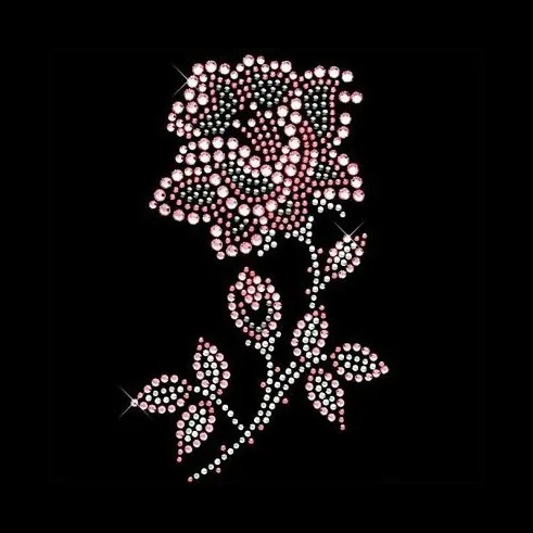 AB rose FLOWER RHINESTONE motif iron-on hotfix crystal