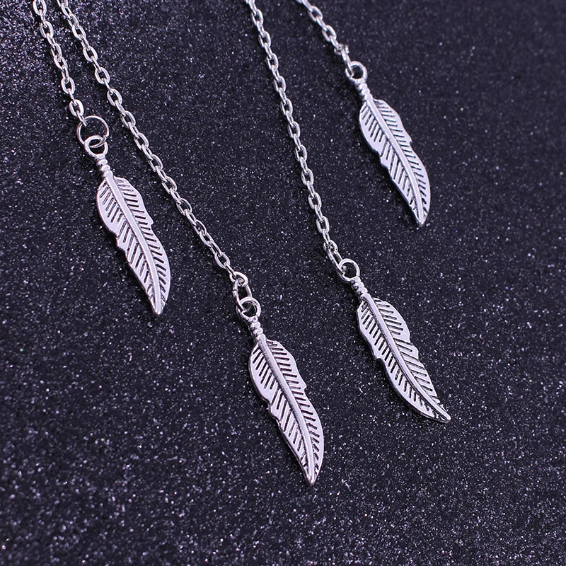Мода сплава ухо Jewelry длинные металлические Перо Серьги для Для женщин чешские