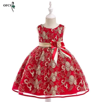 

Kids Birthday Princess Party Dress for Girls Infant Lace Flowers Children Bridesmaid Elegant Dress Girl baby Girls Clothes 4-12Y