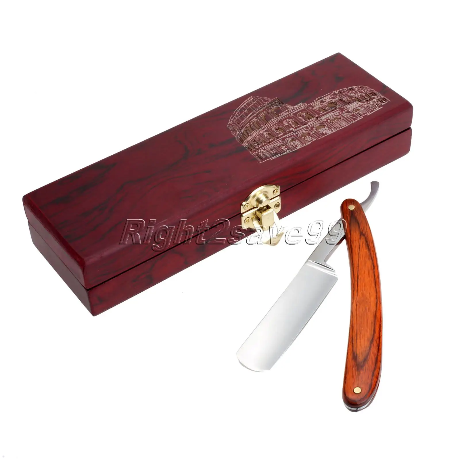 2017 New Arrival Men Razor Gift Set Stainless Steel Blade Knife Wooden Handle Wooden Box
