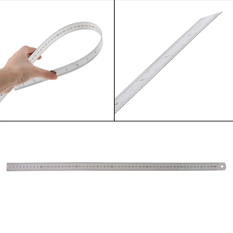 

Stainless Steel Double Side Measuring Straight Edge Ruler 60cm Silver hyq