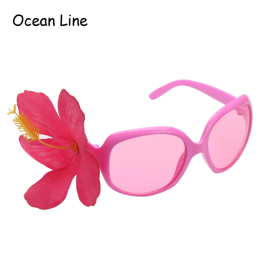 面白いピンクhawaiiansハイビスカス衣装メガネノベルティハワイスタイルビーチサングラス好意お祝いパーティー用品装飾 Decorating Style Decorative Decorativedecorating Party Supplies Aliexpress
