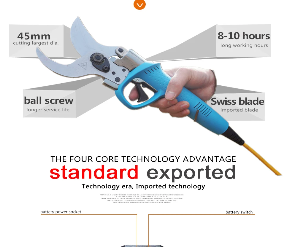 HDP08G 45 мм электрические секаторы, для виноградного двора и сада CE секатор(10-13 часов длительностью