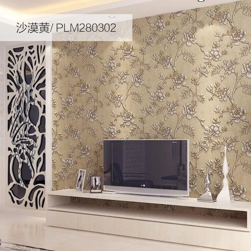 Роскошные европейские пасторальные Нетканые цветочные обои ТВ фон для гостиной спальни обои 3d настенные рельефные цветочные обои - Цвет: PLM280302