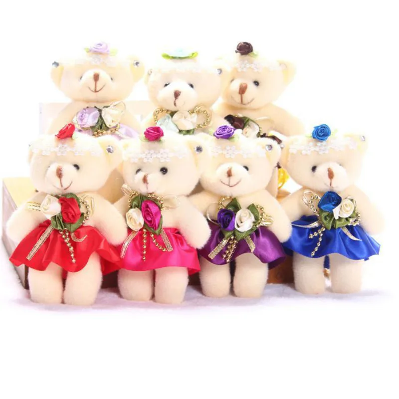 

2pcs\Lot 12cm Kid Toys Plush Doll Mini Small Teddy Bear Flower Bouquets Bear For Wedding And For Baby Gifts