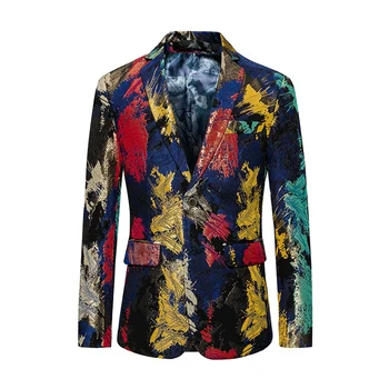 

Floral Printed Blazer Mens 2018 Fashion Slim Fit Suit Jacket Plus Size 5XL 6XL Male High Quality casual business wedding coat