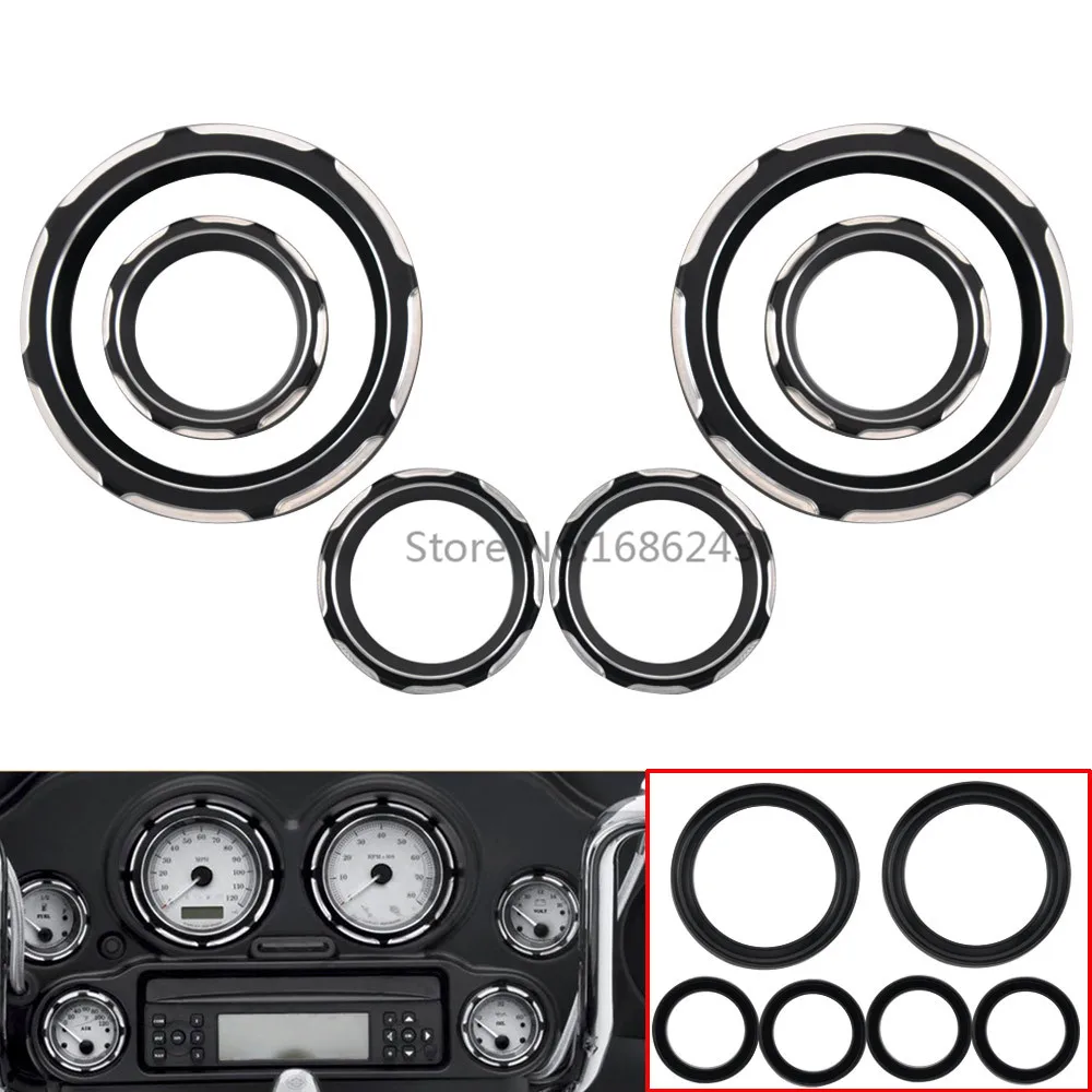 6pcs Black Dimpled Speedometer Covers Bezel Fits For HD Street Tri Glide FLHT/X 1996-2013 | Автомобили и мотоциклы