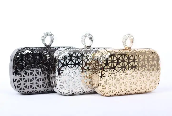 Роскошное бриллиантовое кольцо с Полой Металлической мозаикой, модная Высококачественная Женская сумочка, клатч, вечерняя сумка, мини-сумка на плечо с цепочкой, 3 цвета
