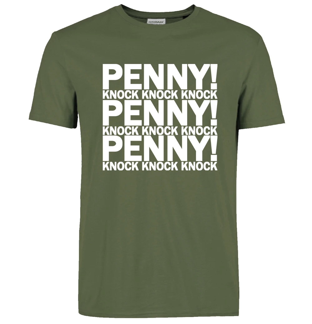 Лидер продаж, мужские футболки с надписью The Big Bang Theory PENNY KNOCK, высококачественные хипстерские футболки из хлопка, 8 цветов, Camisetas Hombre - Цвет: dark green