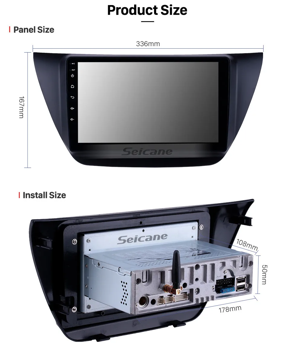 Seicane 9 дюймов Android 9,0 Автомобильный мультимедийный плеер gps для MITSUBISHI LANCER IX 2006 2007-2010 с wifi Carplay Bluetooth USB