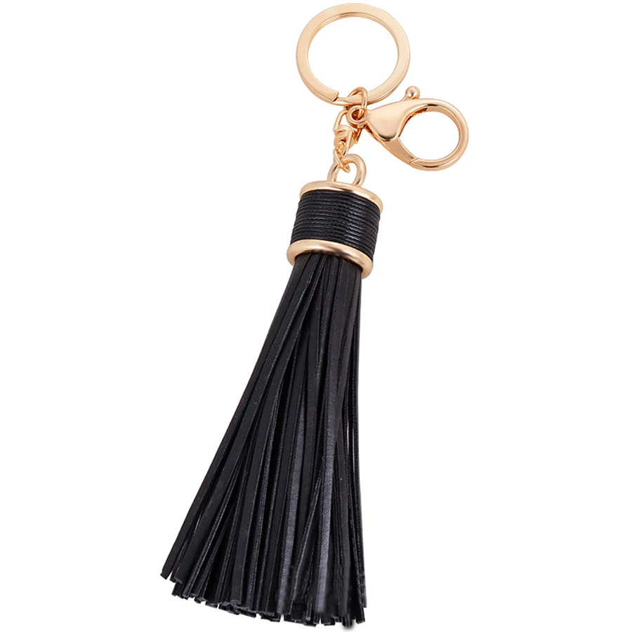 Fashion Pu Leather Tassels Keychain Bag Keyring Charm Metal Car Keyfobs