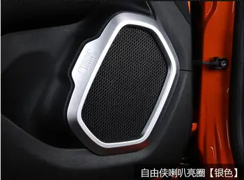 

For Jeep Renegade 2015 2016 2017 ABS Chrome plastic Matt Interior Door Speaker Audio Ring Decoration Trim 4pcs