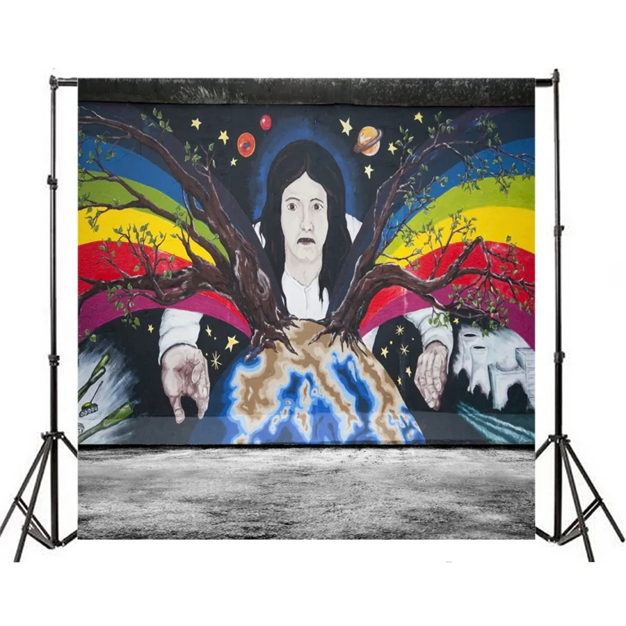 Laeacco Europe Spring Graffiti Berlin Wall Scenic Photography Backdrops Vinyl Photo Backdrop Custom Backgrounds For Photo Studio