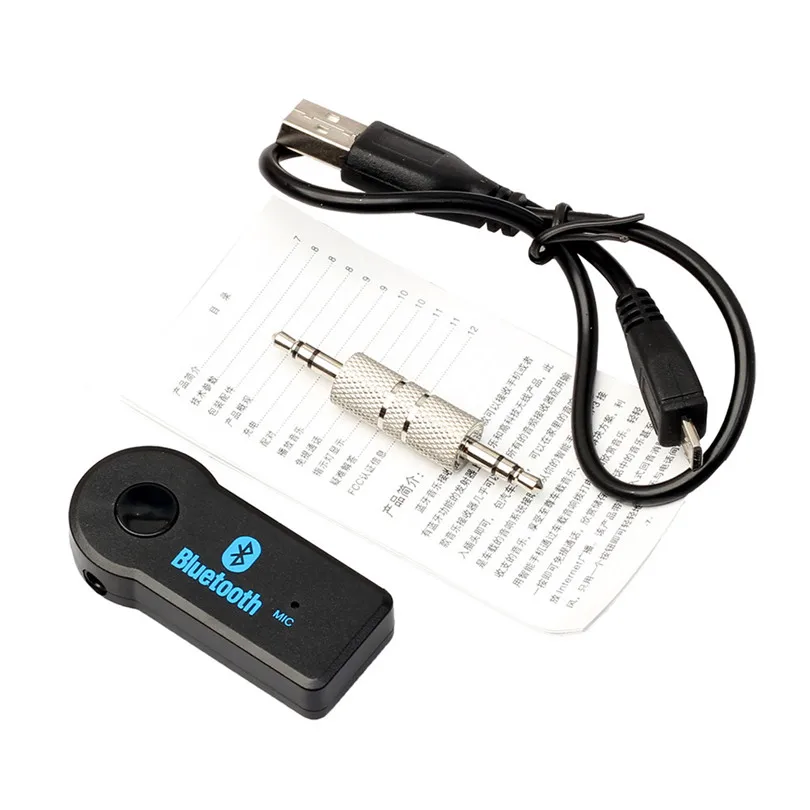 Беспроводной Bluetooth 3,0 3,5 мм Автомобильный Aux аудио стерео музыкальный приемник адаптер для ПК смартфон микро USB кабель питания 30NT08 - Цвет: Черный
