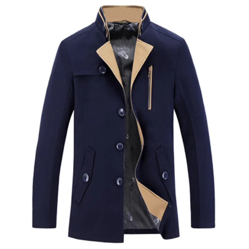 Kaki Mélange Manteaux Bleu Tranchée Vin Hiver Europe bourgogne Hommes Décontracté marine Tendance Grandes Automne Poches Kaki Coton Survêtement Russie Boutons Gentleman bgy7Yf6v