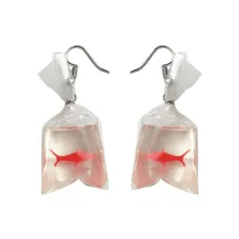 Модные ювелирные изделия для женщин забавные золотые рыбки в форме сумки для воды Висячие серьги с крючками женские очаровательные ювелирные изделия Золотая рыбка водный мешочек дизайн