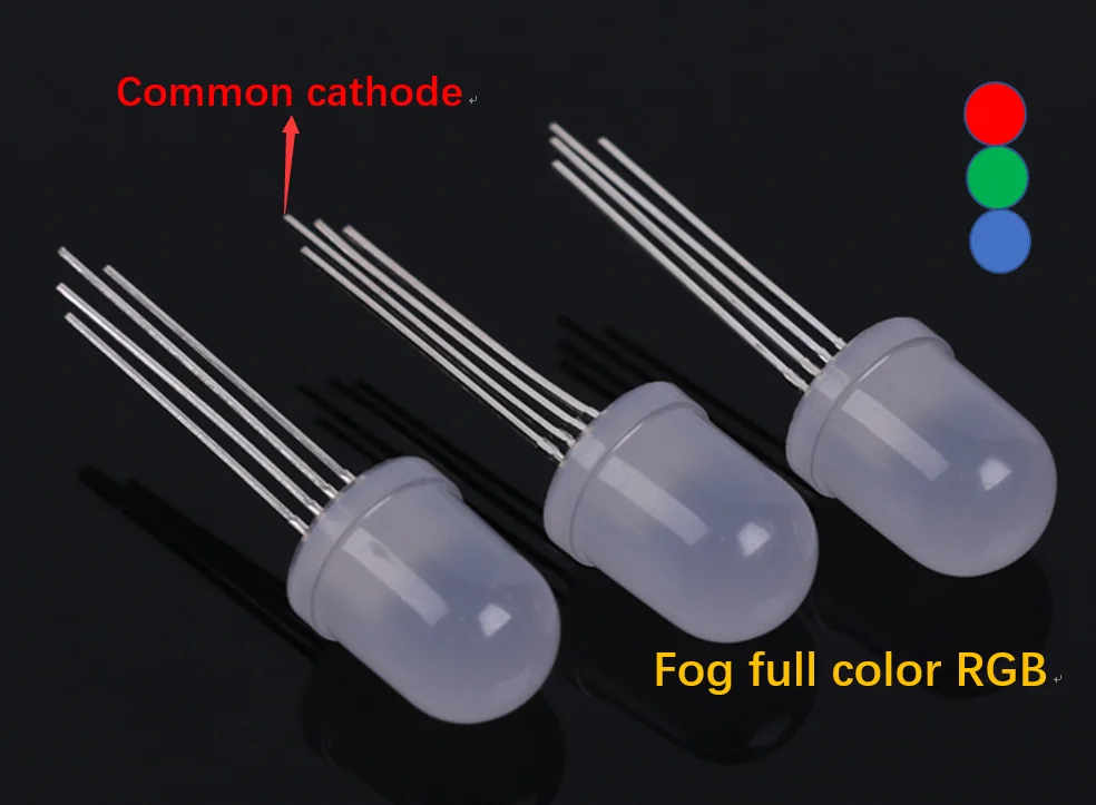 50 Pz 10Mm Led Nebbia Full Color Rgb Catodo Comune Diffuso Tricolore Rosso Verde Blu 4Pin 10Mm Rotondo Led Diodo A Emissione Luminosa