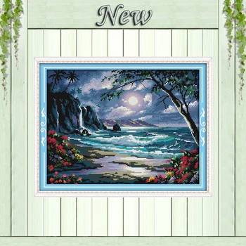 

The Beautiful Scenery sea of the moon,11CT printed on canvas DMC 14CT Cross Stitching kits,needlework embroidery Sets,Home Decor